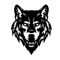 Wolf Head Flat Black and White 