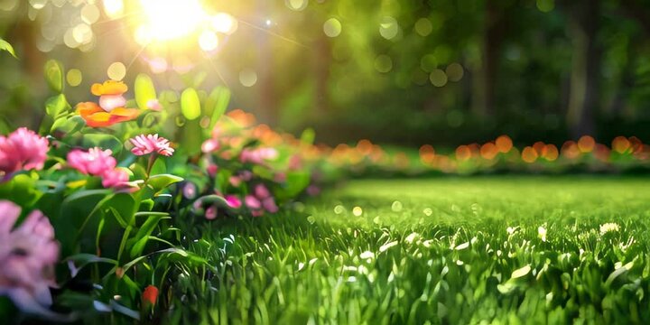 Springtime Flowers Blooming in a Sunny Garden