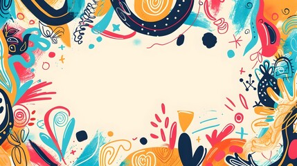 Obraz premium Playful Doodle Border for World Cancer Day Awareness and Mockup Background