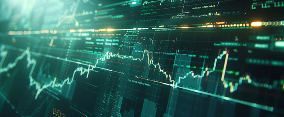 Obraz premium A dynamic shot of a stock graph on a digital display, highlighting market trends and price movements, captured in high definition.