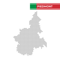 Dotted map of Piedmont Region in Italy
