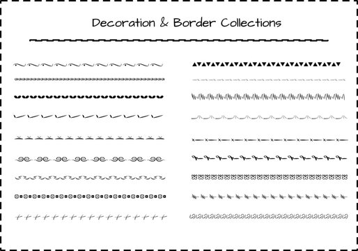 Cute decoration and border collection set for content framing. Border line design elements set. Ornamental text devider colection. Vintage line elements. Decorative line borders.