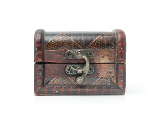 small vintage wooden chest isolated