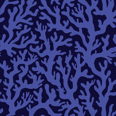 Navy Blue coral reef seamless vector pattern