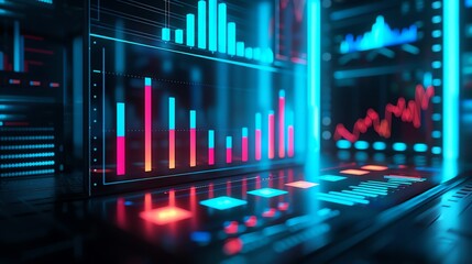 Efficiency Ratio A 3D minimal chart illuminated to show operational efficiency