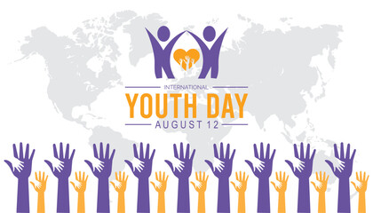 International Youth Day is observed every year on August.banner design template Vector illustration background design.