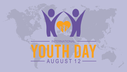 International Youth Day is observed every year on August.banner design template Vector illustration background design.