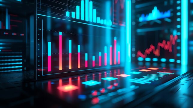 Efficiency Ratio A 3D minimal chart illuminated to show operational efficiency