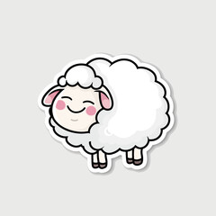 Cute Cartoon Sheep Illustration with White Wool art illustration element