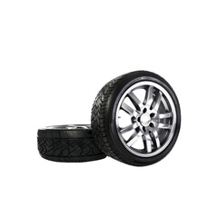 Obraz premium A Tire And Wheel Stand In Stoic Silence, A Testament To Motion Against The Blank Canvas