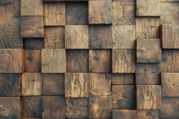 Wooden Block Wall Close Up