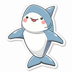 Cartoon whale with rosy cheeks and smile art illustration element