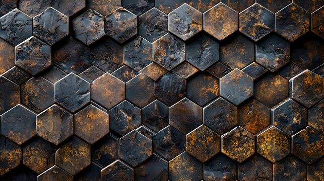 Detailed rustic hexagonal patterns background