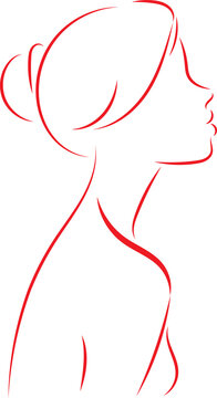 A cute clothless girl sketch in red color