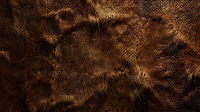 Buffalo brown fur skin texture background