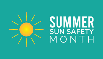 Summer Sun Safety Month is observed every year on August.banner design template Vector illustration background design.