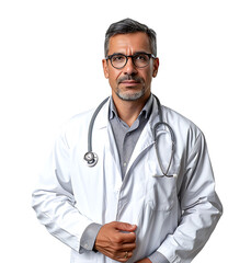 Confident male Medical Professional on isolated transparent background