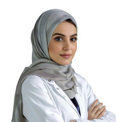 An Pakistani female doctor on isolated transparent background