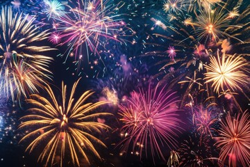Fototapeta premium A colorful display of fireworks exploding in the night sky