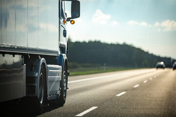 Long vehicle trailer truck on a highway. © Wirestock