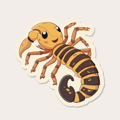 Cartoon Scorpion Sticker with a Smiling Face art illustration element
