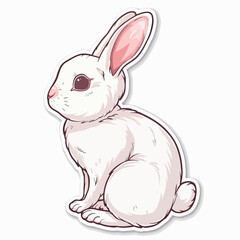 Adorable Cartoon White Bunny Sticker for art illustration element