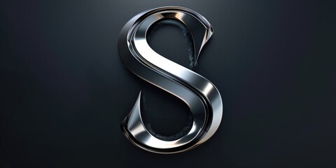 A shiny silver letter S on a dark background, great for use in design or marketing projects