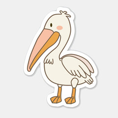 Cartoon Pelican Sticker with Blush Cheeks art illustration element