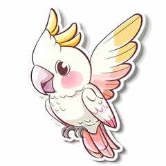 Cute Cartoon Parrot with Colorful Feathers art illustration element