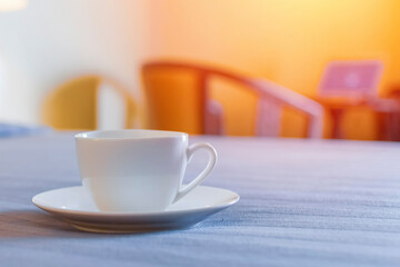 A Cup of Coffee in a Hotel Room