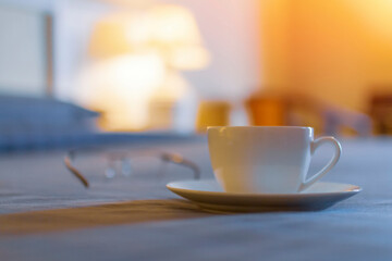 Coffee and Glasses in Bedroom