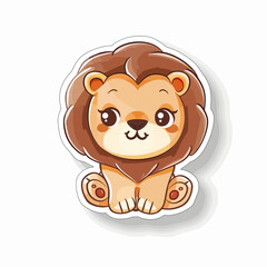 Adorable Cartoon Lion Sticker Illustration art illustration element
