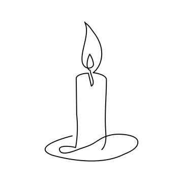 recommend clip art: Continuous candle one line art vector drawing