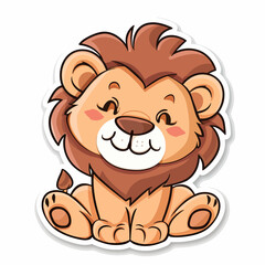 Cute cartoon lion sticker illustration vector art illustration