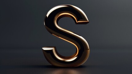 Naklejka premium A single golden letter S on a black background