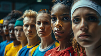 Fototapeta premium Group of athletes standing together, representing different sports