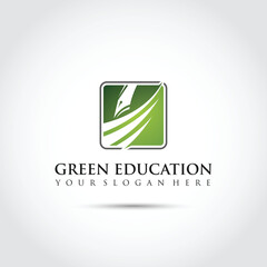 Green Education Logo Template. Vector Illustrator
