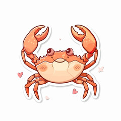 Cute cartoon crab with heart accents illustration vector