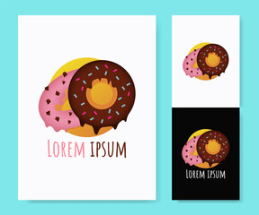 template logo design, strawberry and sweet chocolate donut logo