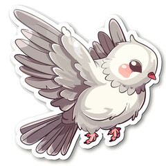 Cute Cartoon Dove Sticker with Blushing Cheeks illustration
