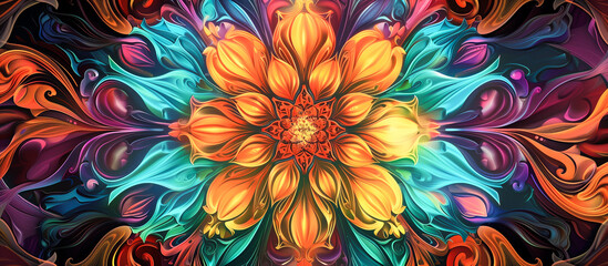 hippie multicoloured flower psychedelic background