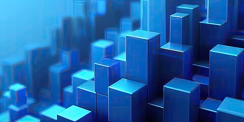 Fototapeta premium Blue Geometric Cubes on Gradient Background