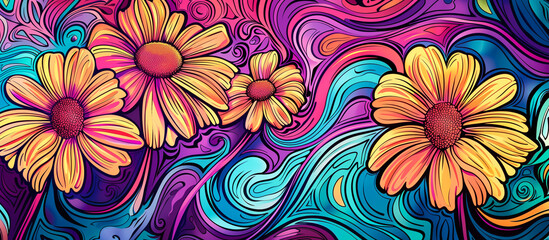 hippie multicoloured flower psychedelic background