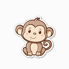 Cute cartoon monkey with a smiling face
