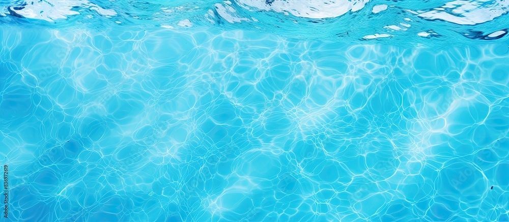 Poster Blue swimming pool texture background with copy space image of clear water.