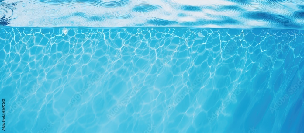 Poster blue swimming pool texture background with copy space image of clear water.