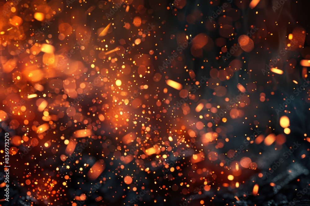 Poster blurred image of flames and sparks with unknown background
