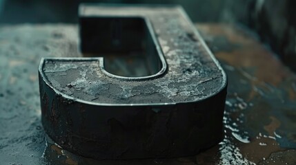 A close-up view of a metal letter sitting on a table, ideal for use in editorial or commercial contexts