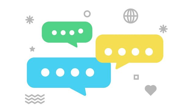 group bubble chat animation illustration of group discussion conversation and speech
