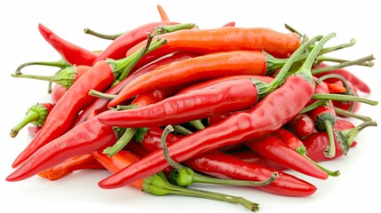 A bunch of chili peppers, red and hot peppers. Isolated on a white background